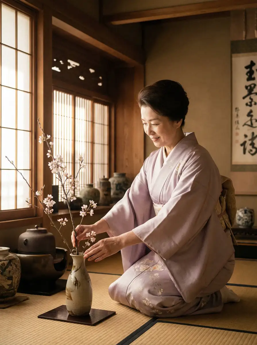 一位优雅的 小视频 - 蘑菇视频相关内容，精彩片段持续更新 在和室中插花